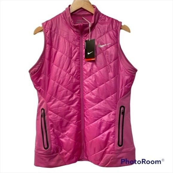 Nike Stay Warm Quilted Performance Mixed Media Golf Vest Pink Size Large - Picture 2 of 10